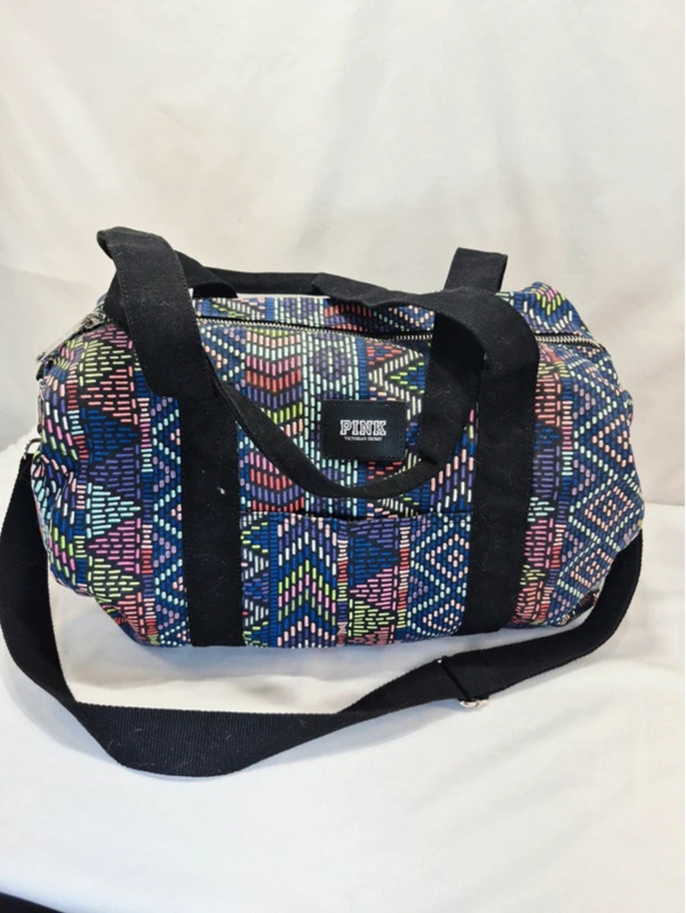 Victoria's Secret PINK neon Aztec print mini canvas duffle